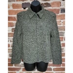 Clio Womens Wool Blend Jacket Coat Sweater Zip Fuzzy USA